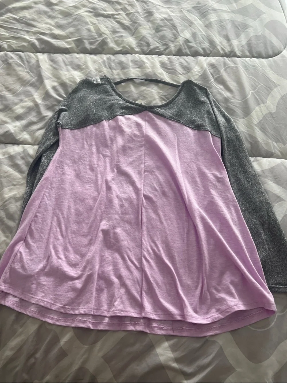 Justice Graphic Long Sleeve Top with Shimmery Gray Sleeves